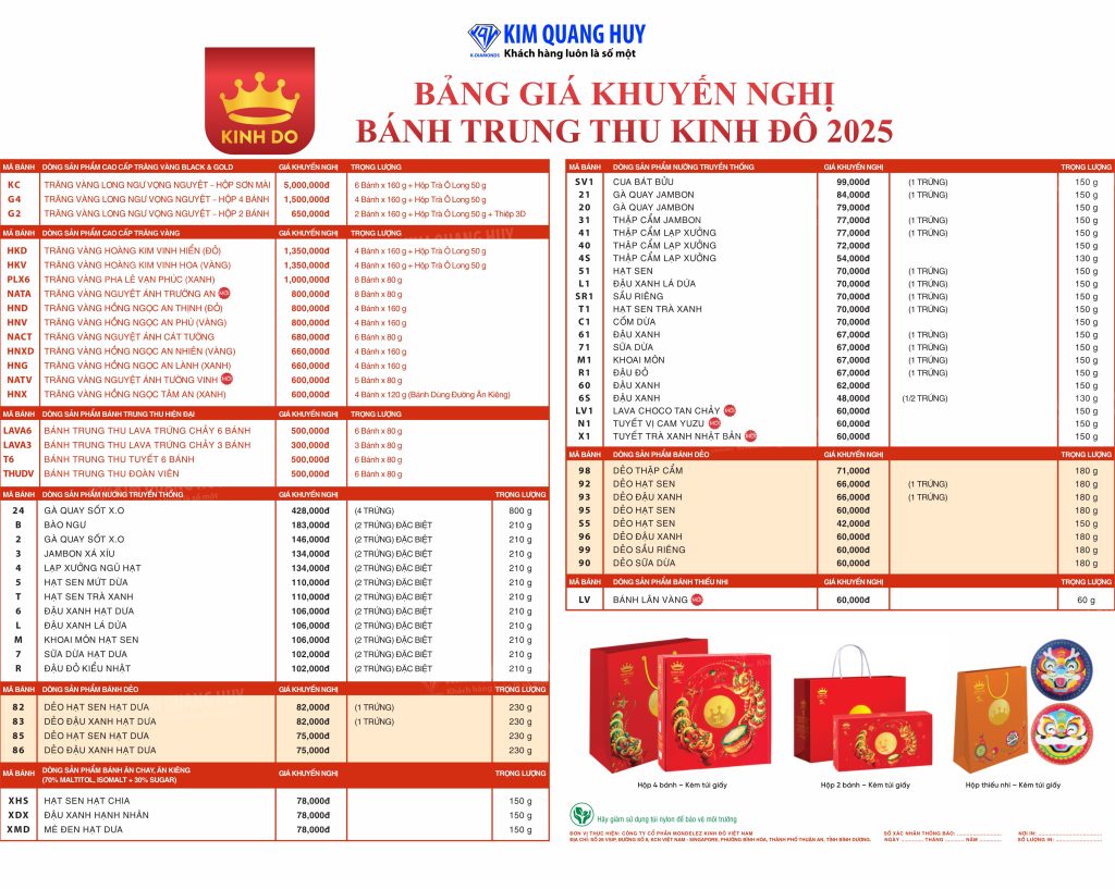 bánh trung thu Kinh Đô 2025