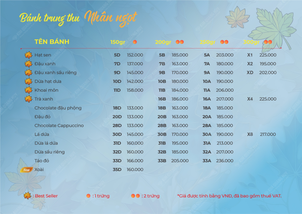 Bánh trung thu Givral nhân ngọt