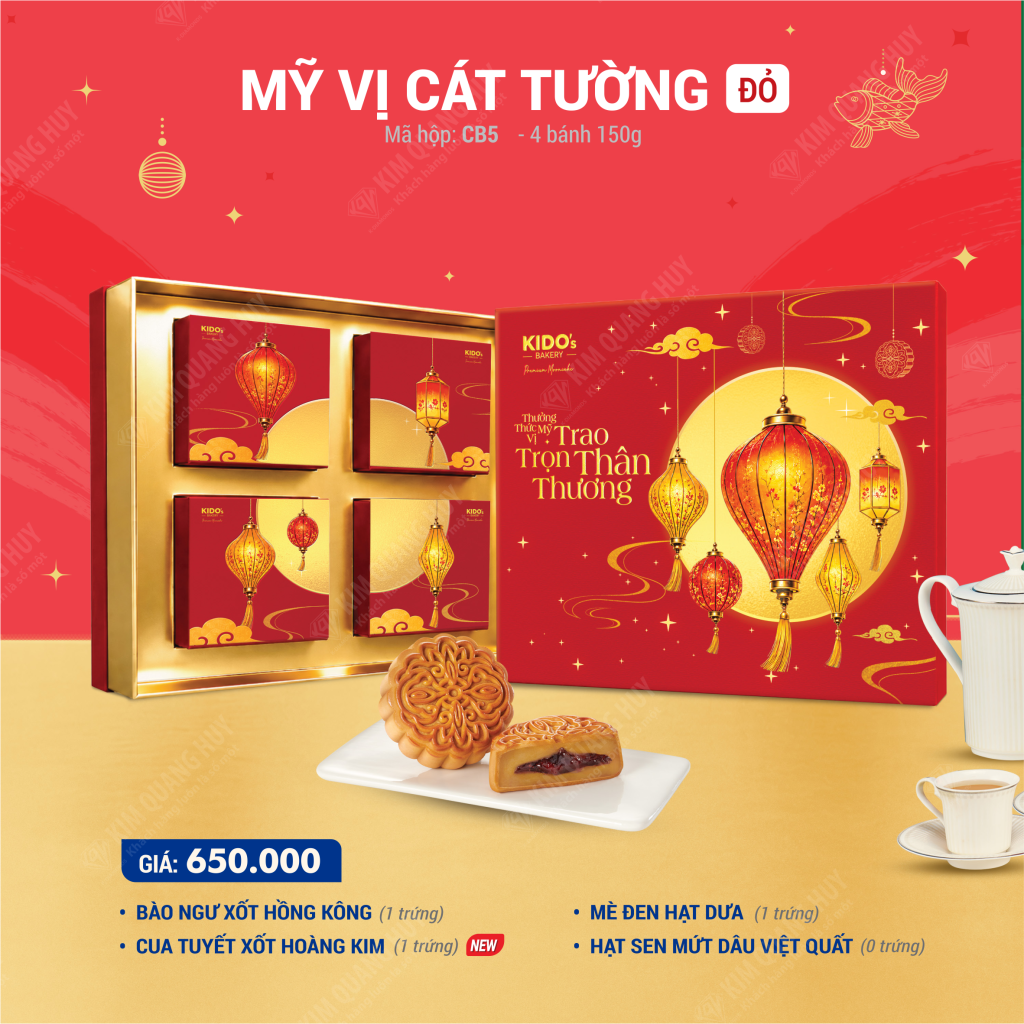 Bánh trung thu Kido - Mỹ Vị Cát Tường (Đỏ)
