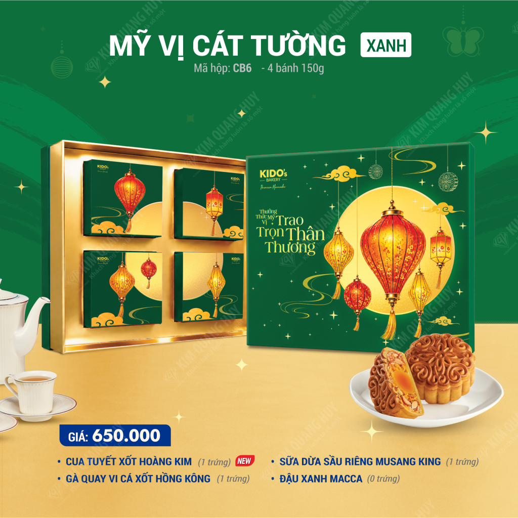 Bánh trung thu Kido - Mỹ Vị Cát Tường (Xanh)